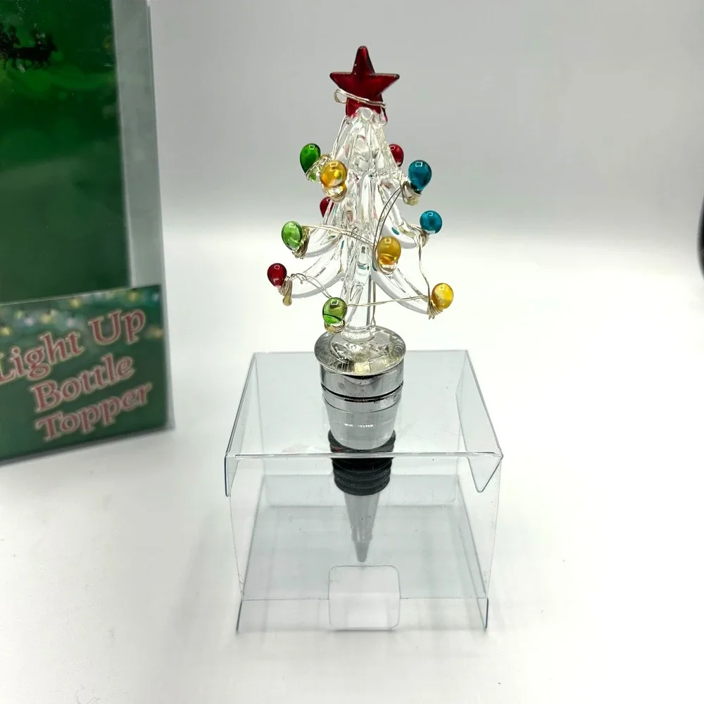 Light Up Glass Christmas Tree bottle stopper